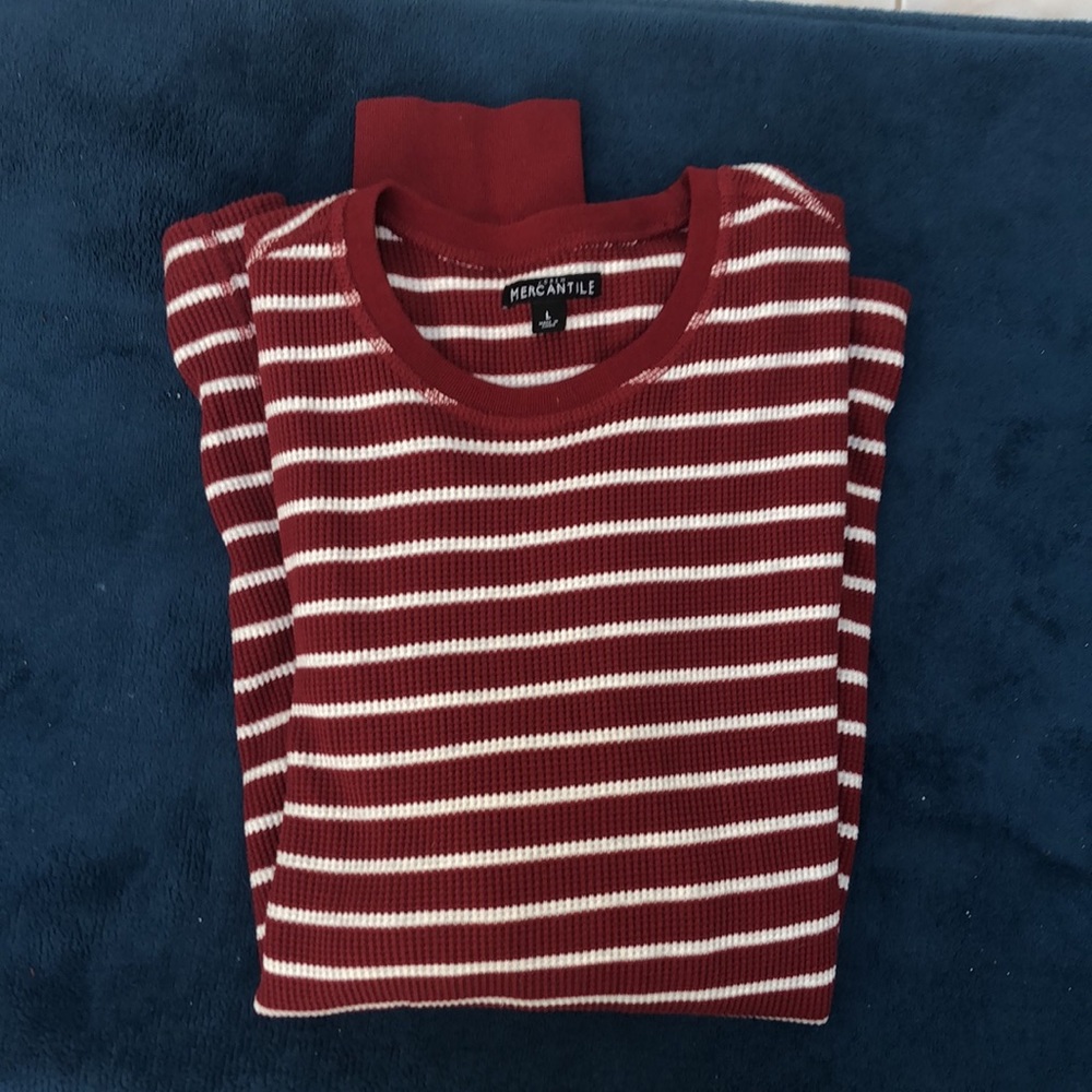 J. Crew Men’s Large red and white long sleeve cotton shirt